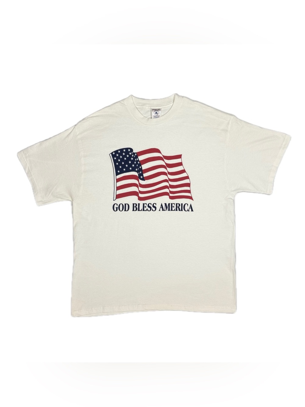 Vtg 90s Delta Pro Weight God Bless America USA flag graphic print t shirt men XL